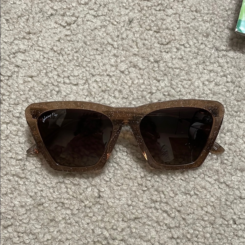 Brown Glitter Cat-Eye Sunglasses